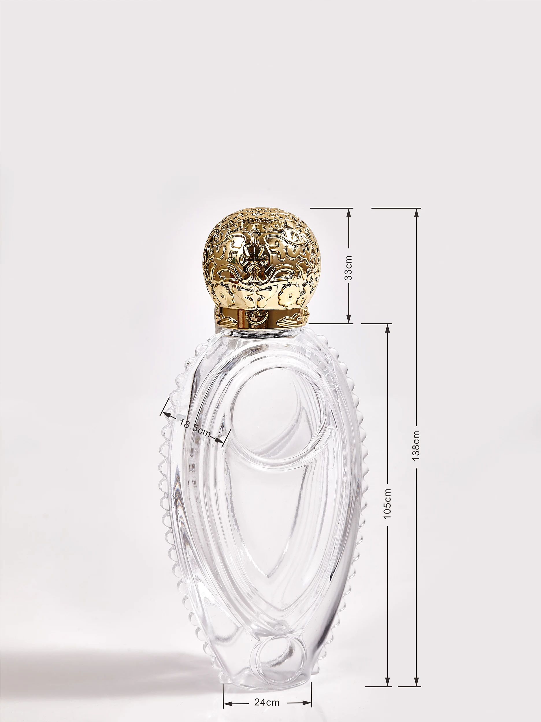 55ml Oval Glass Perfume Bottle With ABS Round Lid in Stock