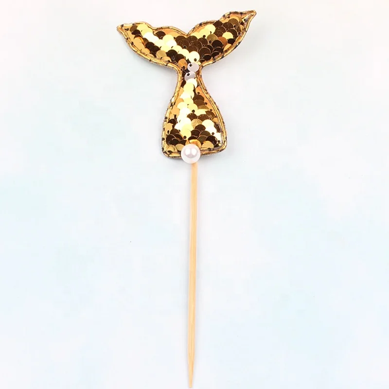 Birthday Party Supplies Sequins Decorating Set Glitter Cupcakes Mermaid Tail Wedding Cake Topper