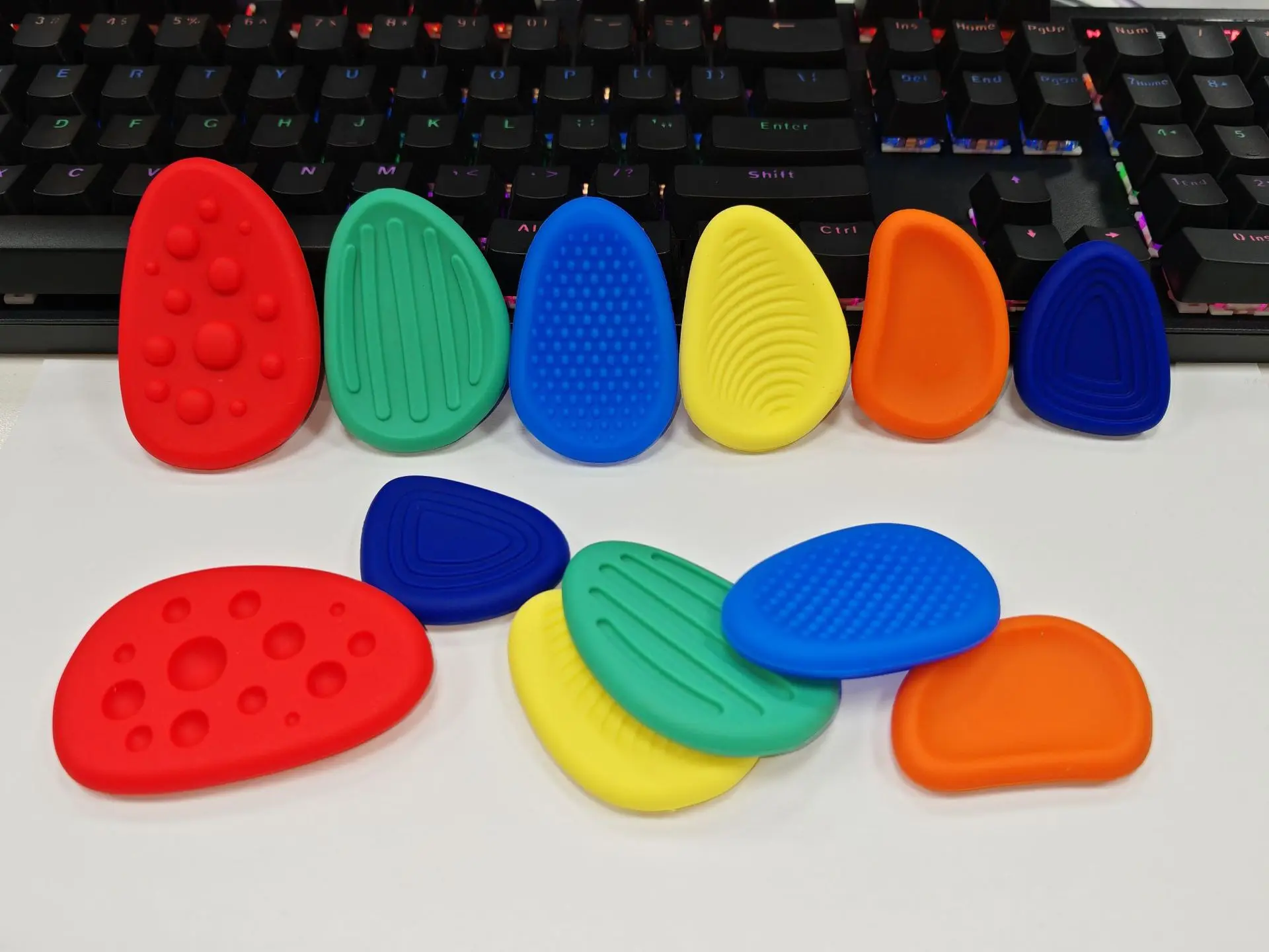 Sensory Stone Fidget Toys 6 Pcs Quiet Worry Stone for Kids Adults Calming Silicone Stress Toys Anxiety/Autism/ADHD Relief