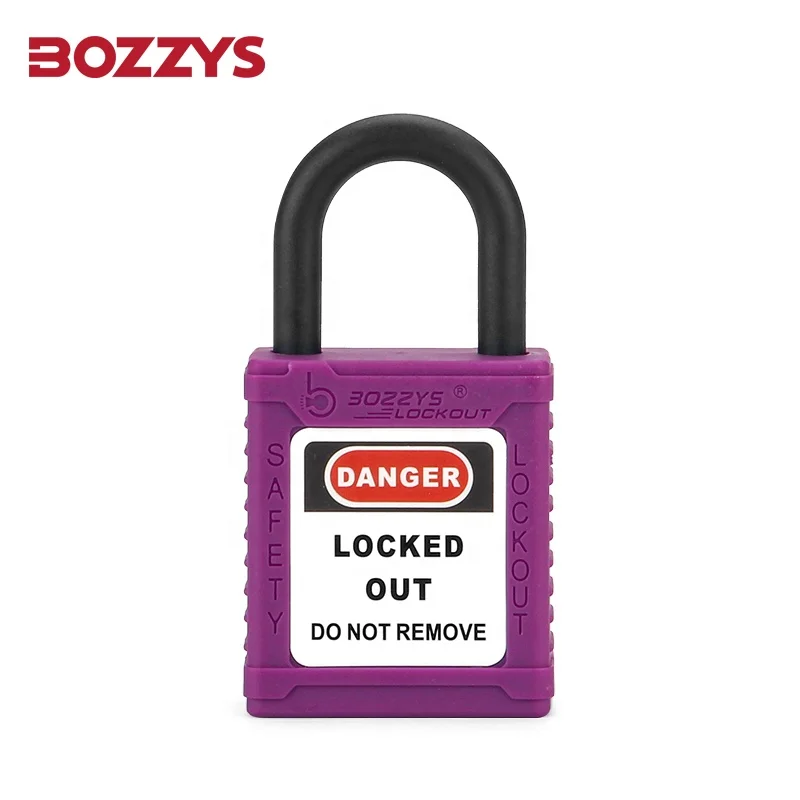 BOZZYS Nylon Purple Lockout Tagout Padlocks with 25*6.2mm Shackle for Industrial Lockout-tagout use on Conductive Areas