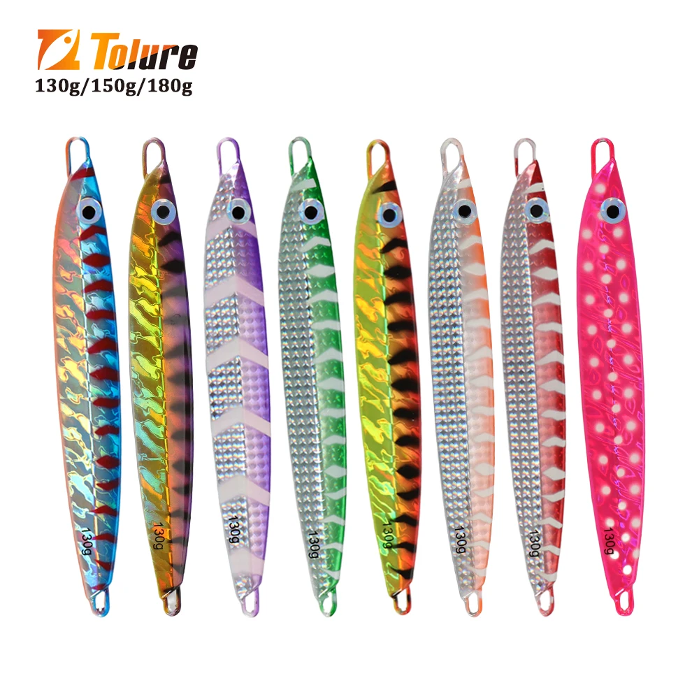 Tolure 130g 150g 180g all water slow jigging fishing lure laser coating hard metal jigbait saltwater metal jigging lure