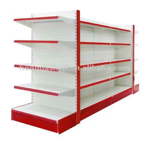 Double-sided storage metal display supermarket rack  retail shelf