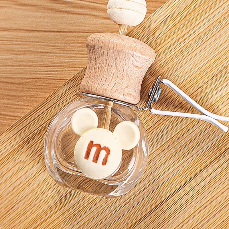 empty 10ml wooden cap clear glass car air freshener perfume bottle fragrance bottle diffuser bottle with wooden cap with clip