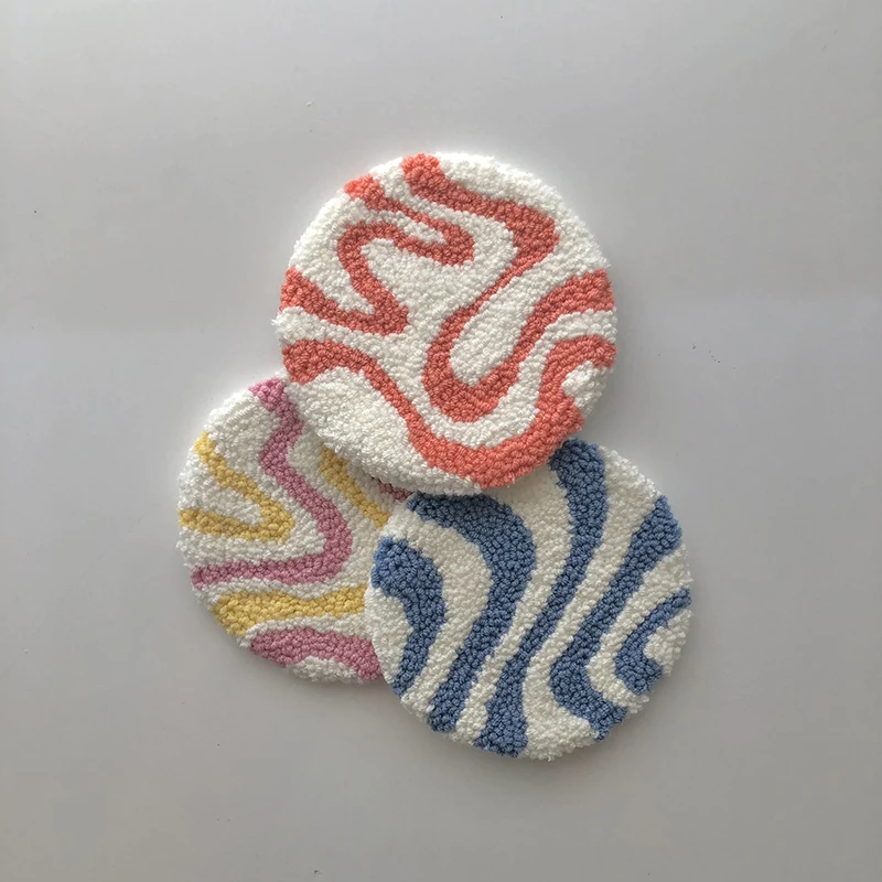 Punch Needle Custom Art Dining Cute Fabric Coffee Tea Coaster Car Drink Rug Mug  poun coasters