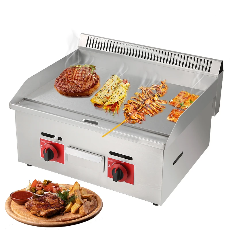 Commercial Kitchen Equipment Gas Griddle Industrial LPG Gas Flat Plate Griddle Grill Steak Pasta Griddle Machine Wholesale
