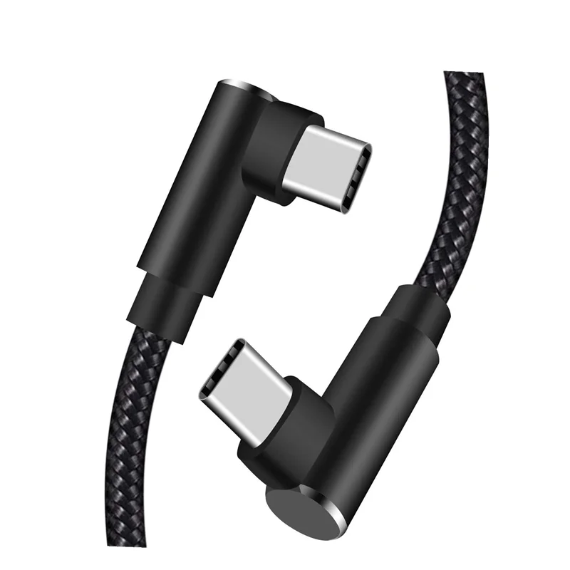 90 градусов нейлоновая оплетка USB Type C Мужчина к мужчине PD кабель для зарядки данных