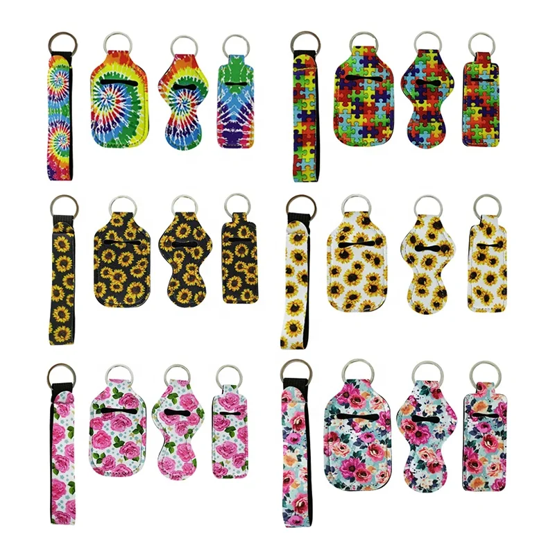 RTS Wholesale Custom Design Wrist Lanyards Keychain Chapstick Lip Gloss Holder Keychains Neoprene