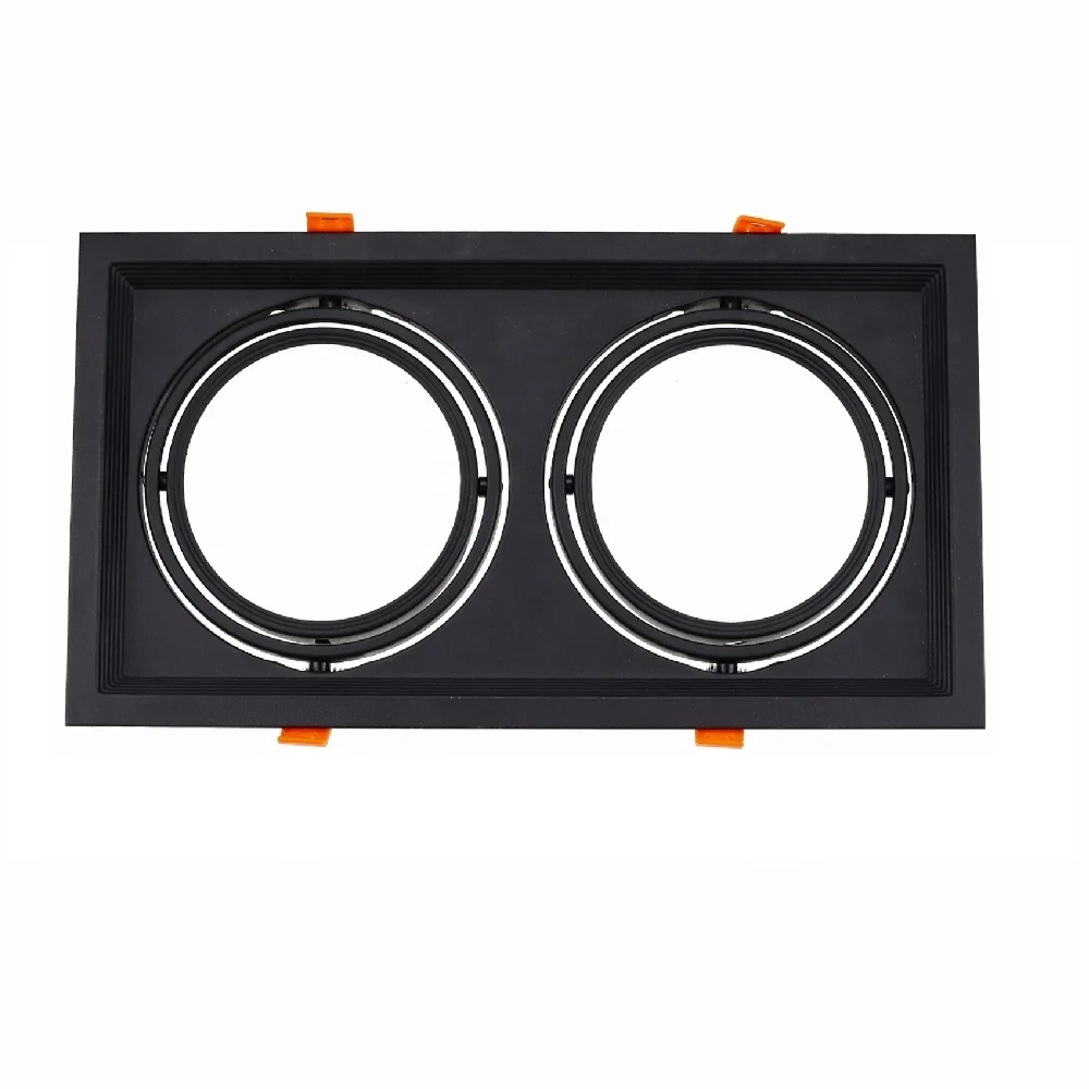 Iron aluminum material frame square downlight fixture round housing g53 led ar111 gu10 lamp holder
