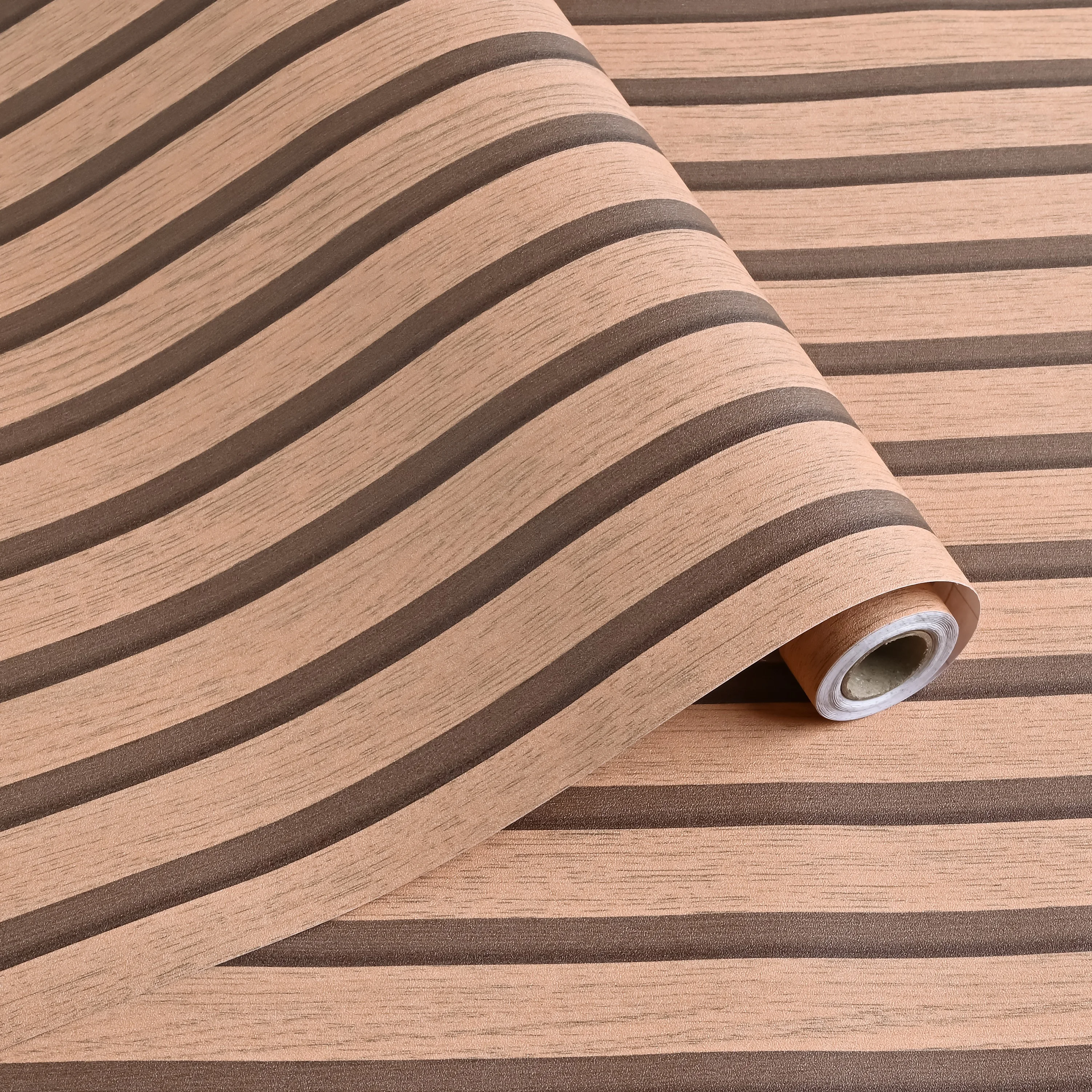 Wholesale Modern Custom Removable 3D Wood Wall paper With Stripes Peel and Stick PVC Self adhesive Vinyl Wall Stickers