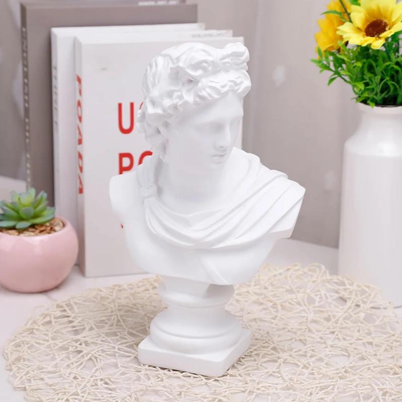 Redeco Unique Art Statue David Simple Figure Sculpture White Resin Artistic Human Body Bust Figurine For Gifts Home Decoration