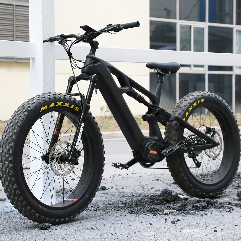 48V 1000W Bafang M620 MID Motor Snow Fat Tyre Ebike 26 Inch Off Road Electric Dirt Bike Carbon Fiber Full Suspension E Bicycle