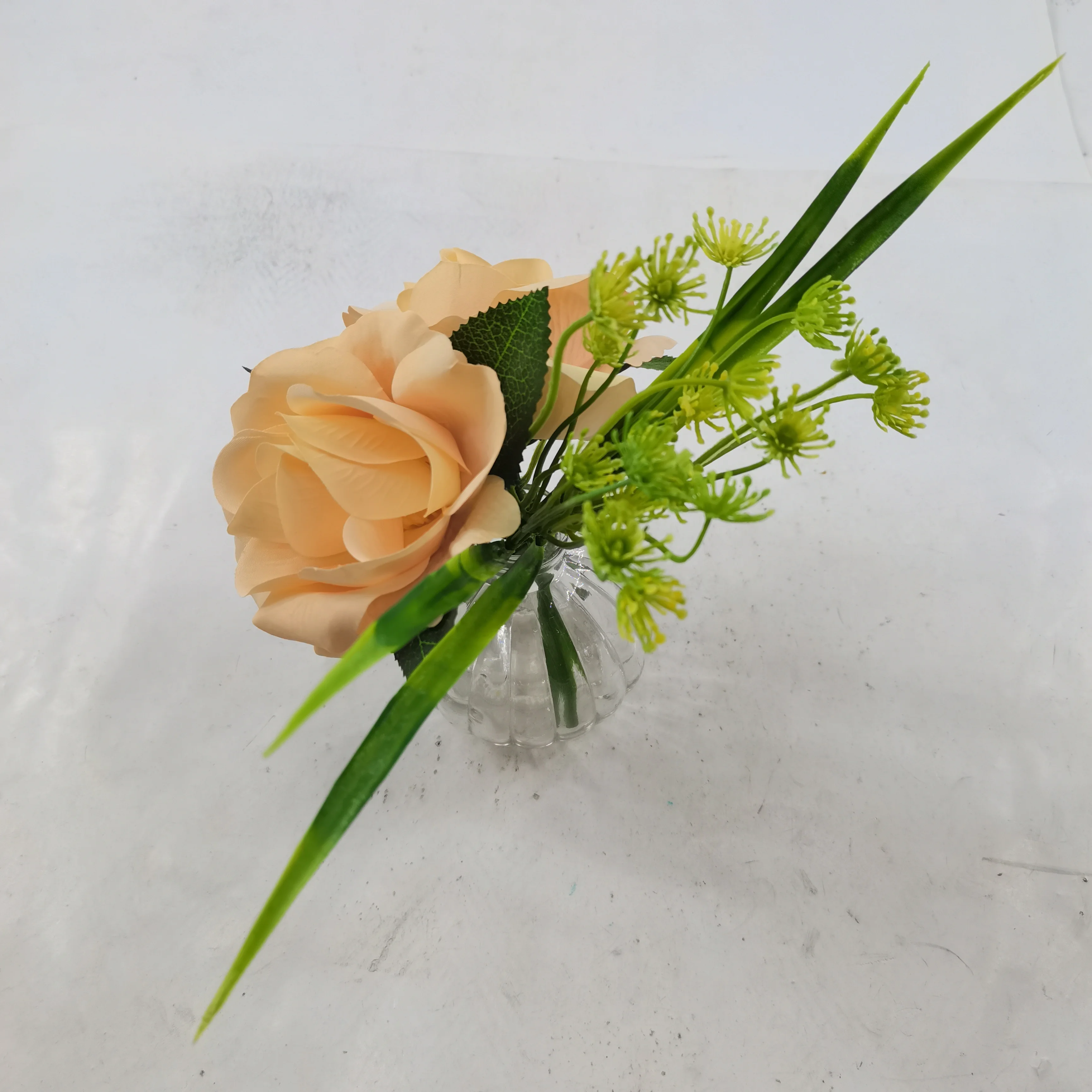 Artificial Rose Bouquet Simulation Daisy Interior Decoration Rose With Glass Bottle Landscaping Potted Plant