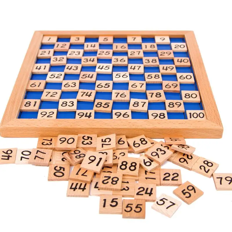 Обучающая доска из Букового дерева с подсчитывающими игрушками, деревянный поднос с цифрами 1-100 дюйма