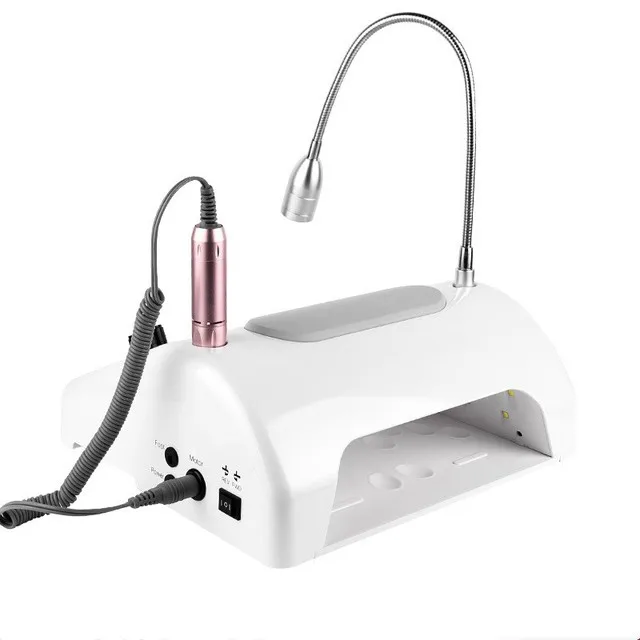 5 IN 1 Profession Table Nail Drill Machine Nail Dust Collector with LED Nail Dryer Lamp for Manicure Salon