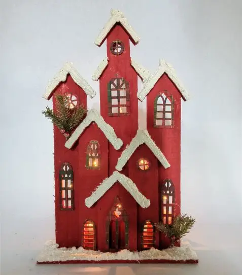 decorative lighted up wooden Christmas house village house with led for Christmas decoration