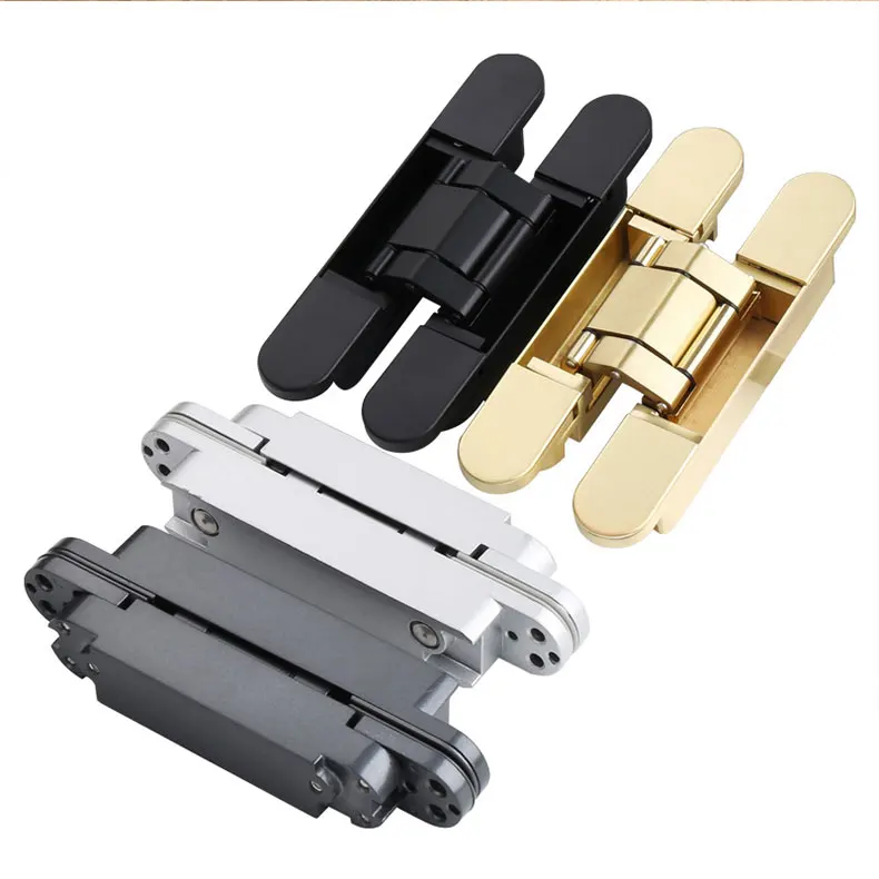 Wooden Door Heavy Duty Concealed Hinges Hidden Invisible 3D Adjustable Folding Pivot  Hinges Open Angle 180 Degree Size 150*25MM