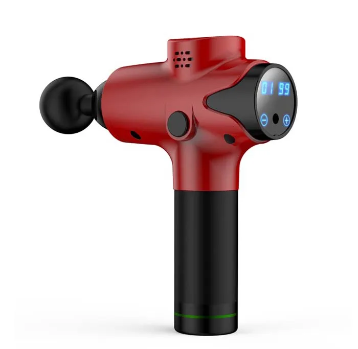 Rechargeable battery cordless deep muscle tissue sports vibration massage gun with LED touch screen