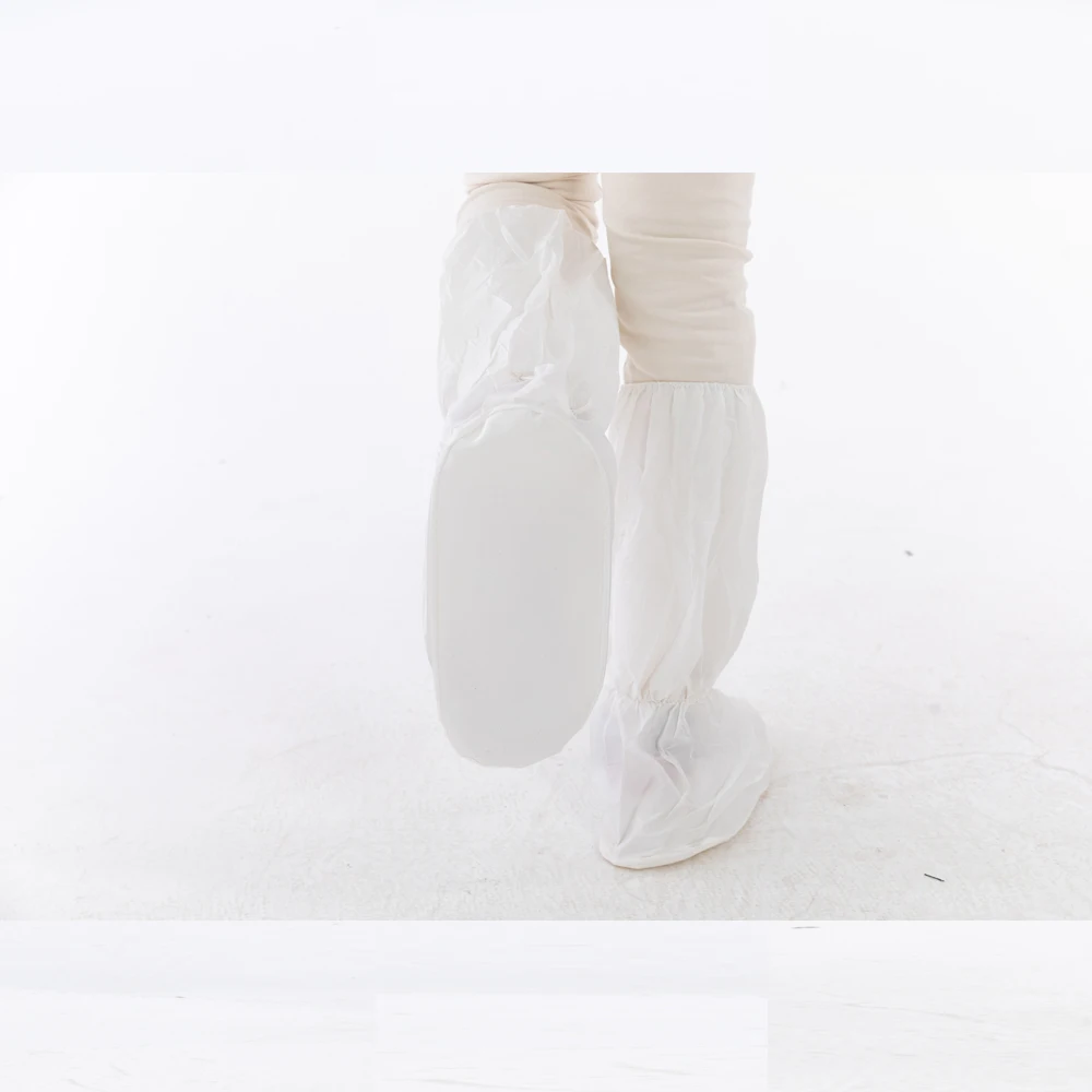 Нетканый белый одноразовый защитный чехол на крышку ботинка с подошвой из ПВХ