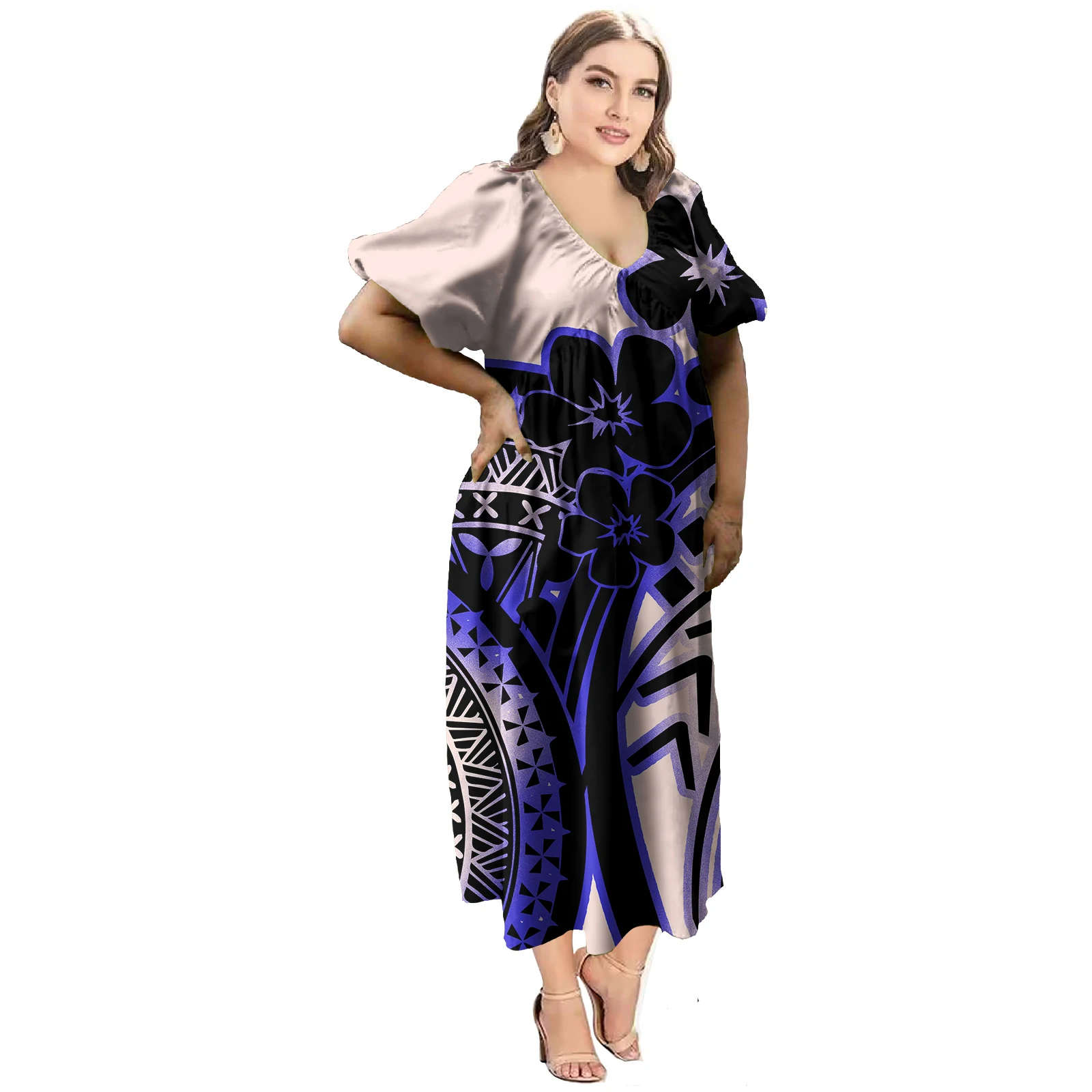 Summer Pacific island polynesian Beach Hawaiian Dress Polynesian Samoan Tribal Pattern Design Fashion Casual Dresses