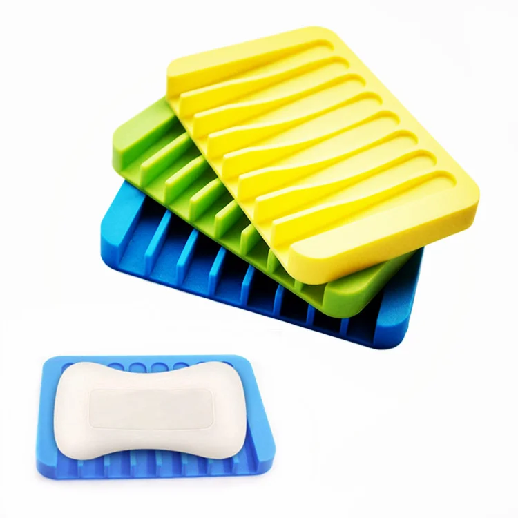 Wholesale Non-Slip Flexible Silicone Soap Dish Holder Elegant Soap Rack for Kitchen Bathroom