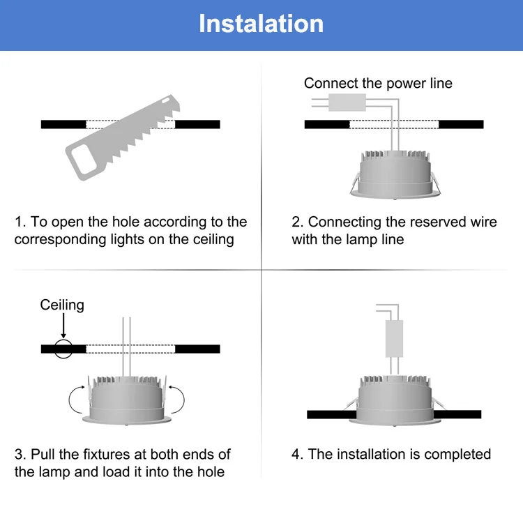 Pir Motion Sensor Led Recessed Downlight and Ceiling Light Motion Detection Down Light for Office Building