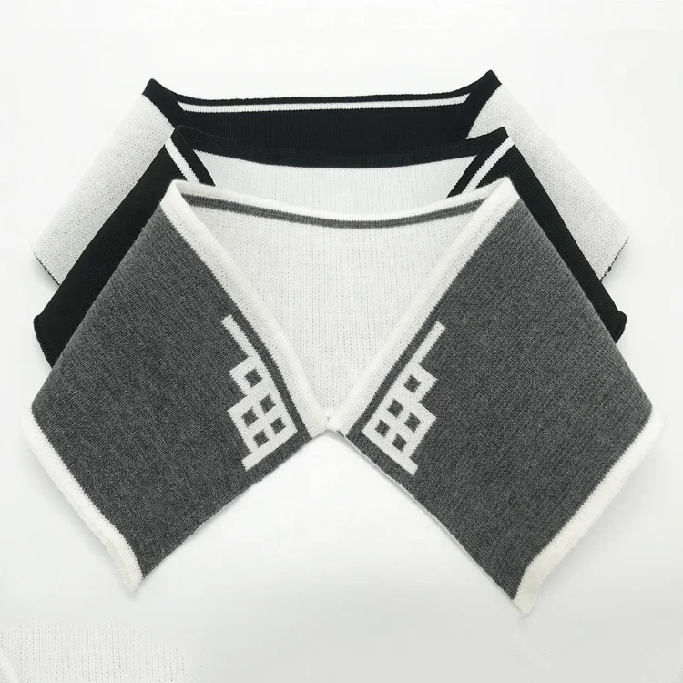 Двусторонний однотонный воротник поло с принтом от производителя, футболка с лацканами, мужской вязаный жаккардовый воротник в рубчик