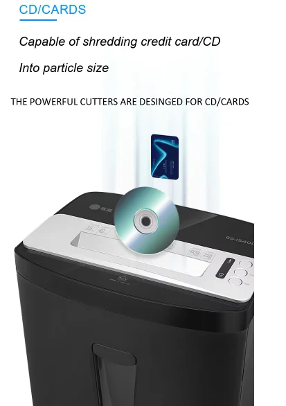 Comet Electronics Cross Cut Shredder Supplier Guangdong Gs-1520D Data Destruction Paper Shredder Office
