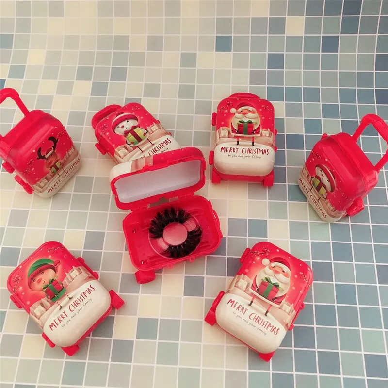 
wholesale luxury eyelash suitcase packaging 3d mink lash case Christmas mini luggage eyelash vendor customized boxes 