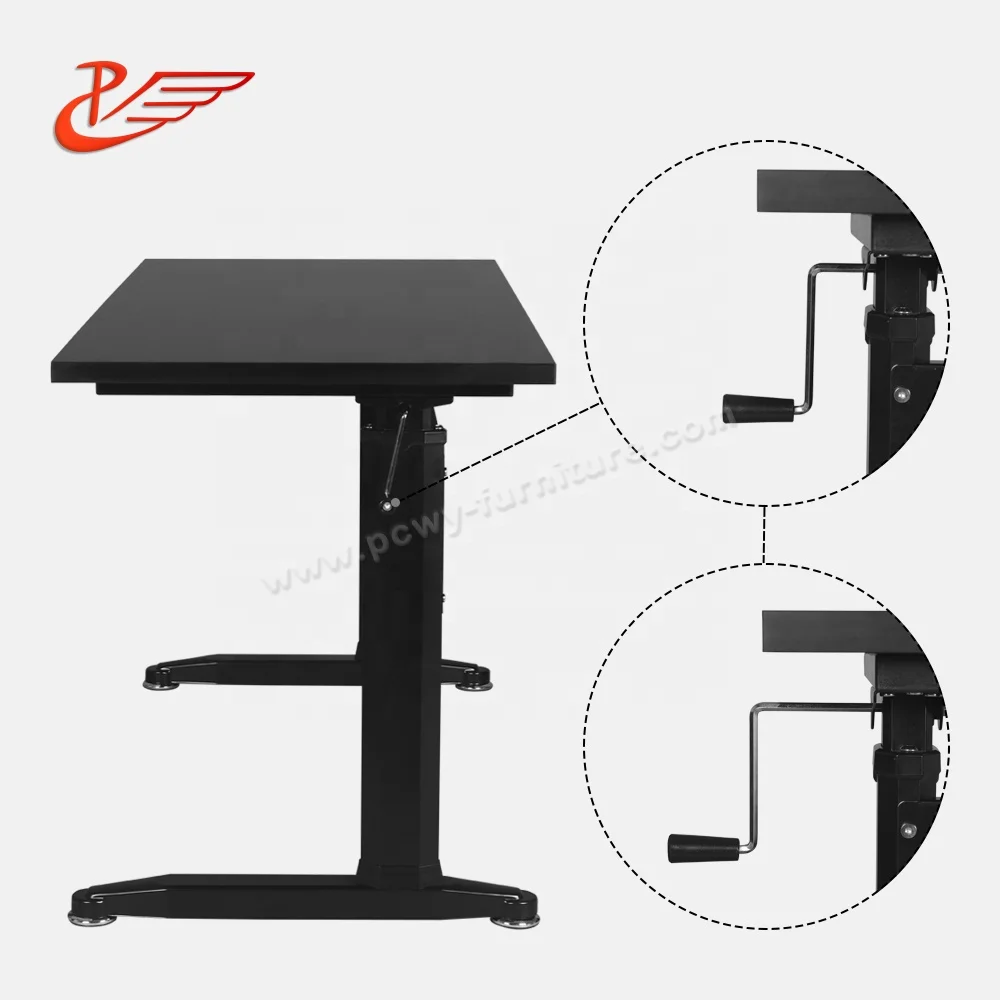 Ergonomic Office Height Adjustable Standing Table Manual Metal Crank Lifting Frame Desk