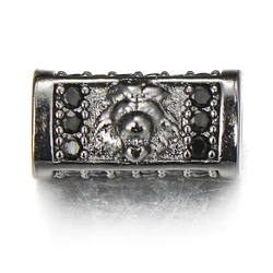 Women Men Bracelets Craft Dog Charms for Jewelry Making Rectangle Micro Pave CZ Black Zircon Charms Copper Spacer Beads