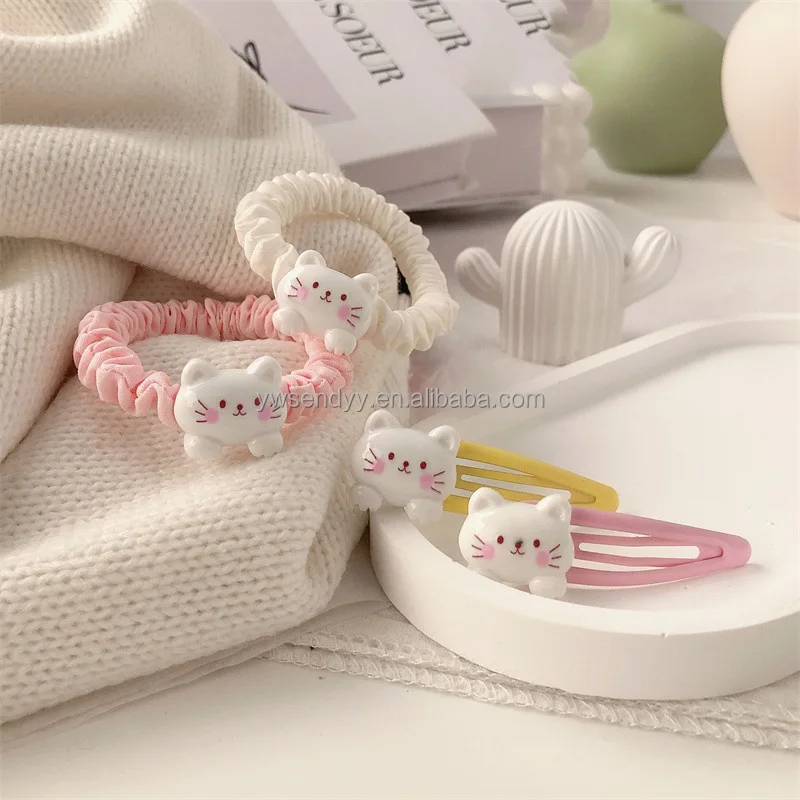 High Elastic Cute Little Girls Cat Rubber Band Hairpins Girl Ponytail Hair Tie Scrunchies Children Accessories