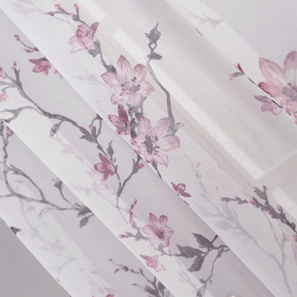 Ready To Ship Floral Printed Sheer Curtain Fabric Germany Sheer Curtain For Sleeping Room