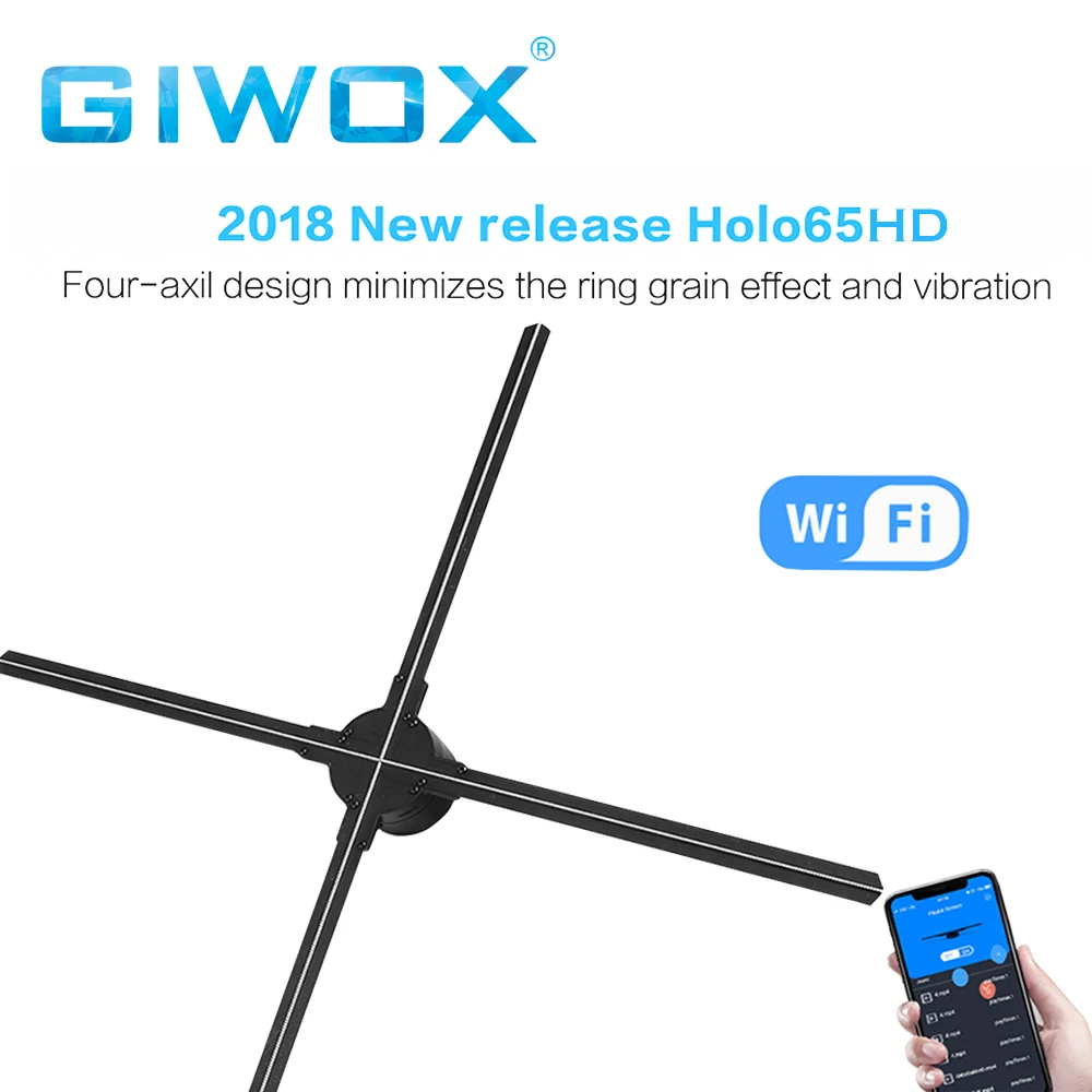  Голографический вентилятор Giwox 65H с TF-картой и Wi-Fi голографический проектор плавающий в воздухе 3d для использования школе торговом