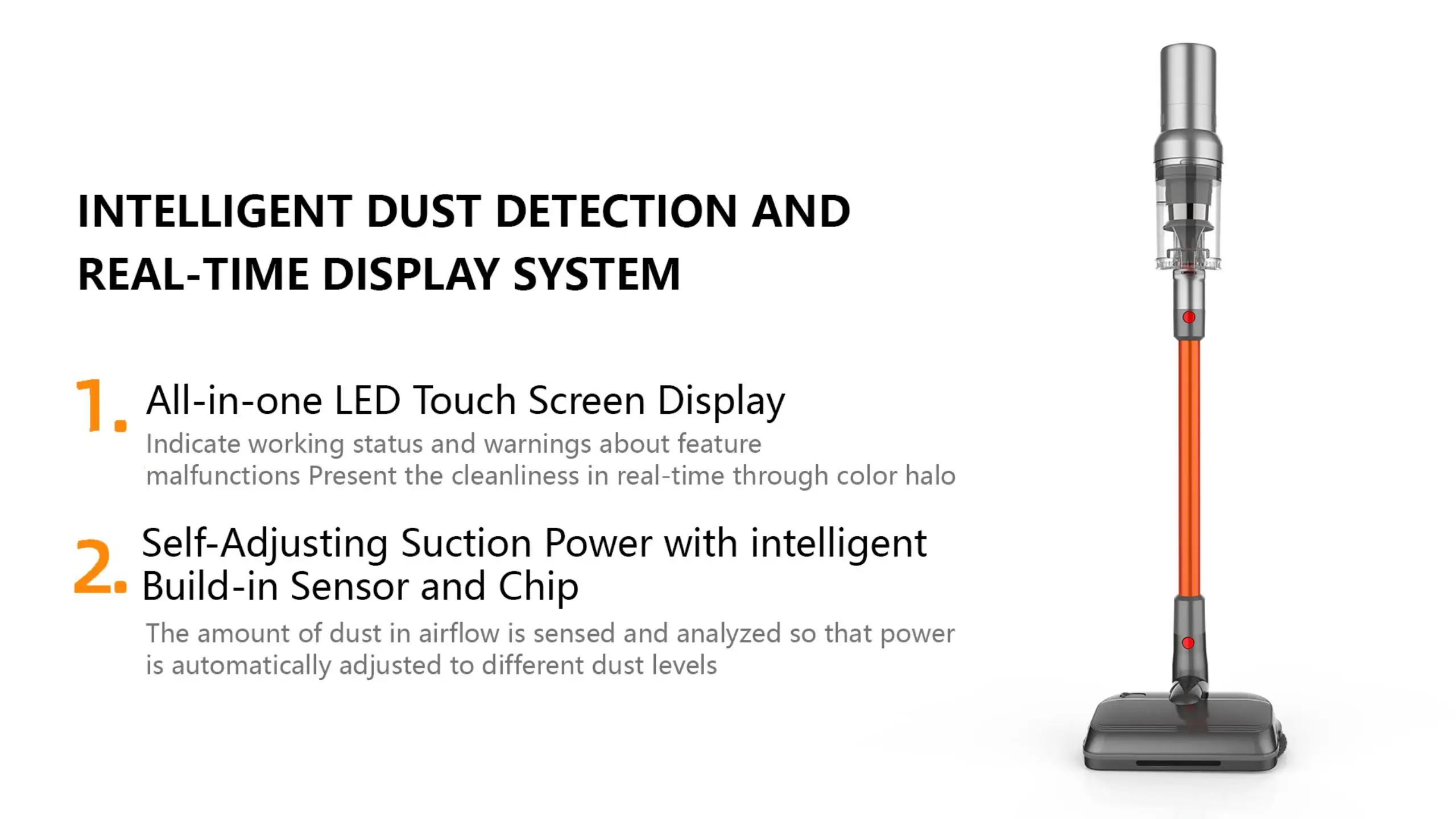 VC205 Lightweight Cordless Vacuum Cleaner 40Mins Runtime Rechargeable Stick Vacuum Home Use Effective Pet Hair Carpet Hard Floor