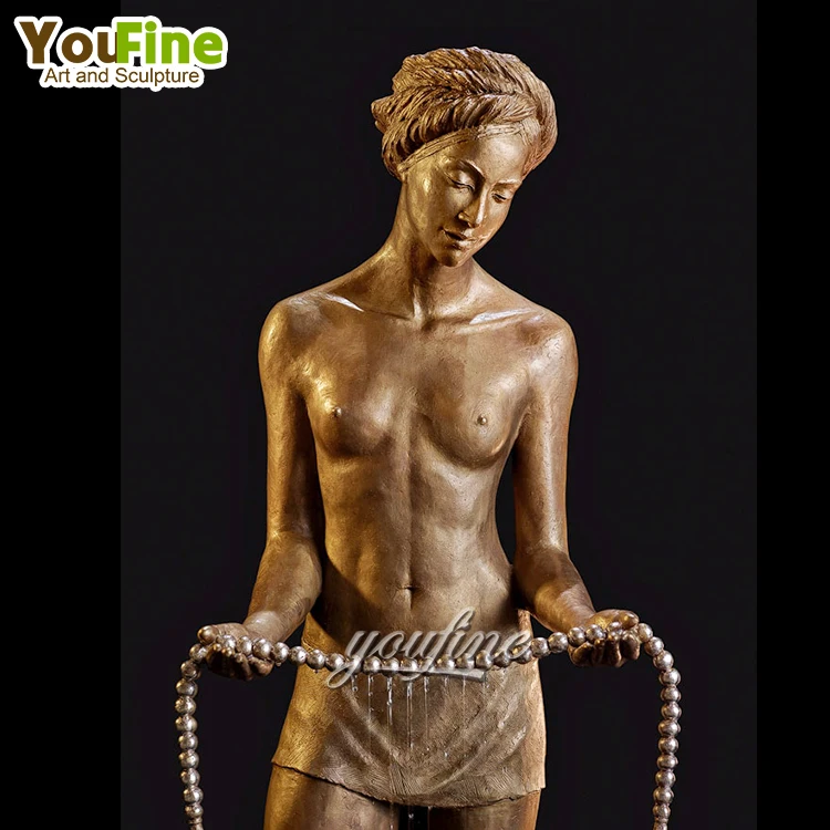 Современное наружное украшение для парка бронзовая голая женская статуя водяного фонтана продажи