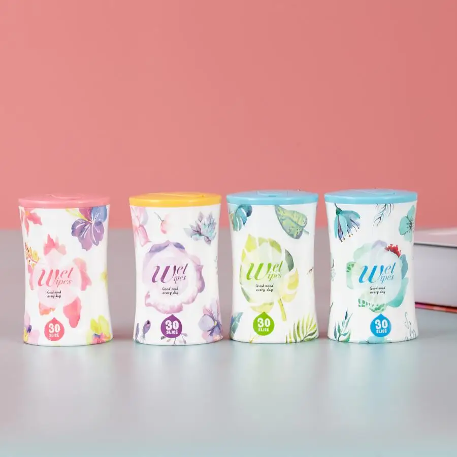 30pcs Mini Canister Cleaning Wet Wipes ODM OEM Daily Life with Sexy Tower Shape Adults Cotton Wipes