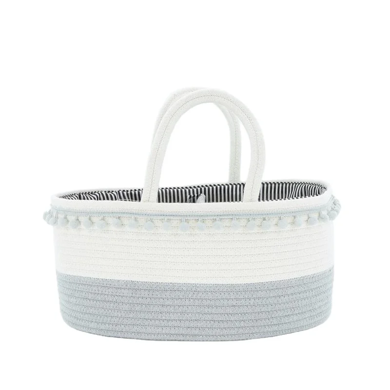100% Cotton Rope Handmade Round Woven Laundry Baskets Cotton Storage Basket with handle