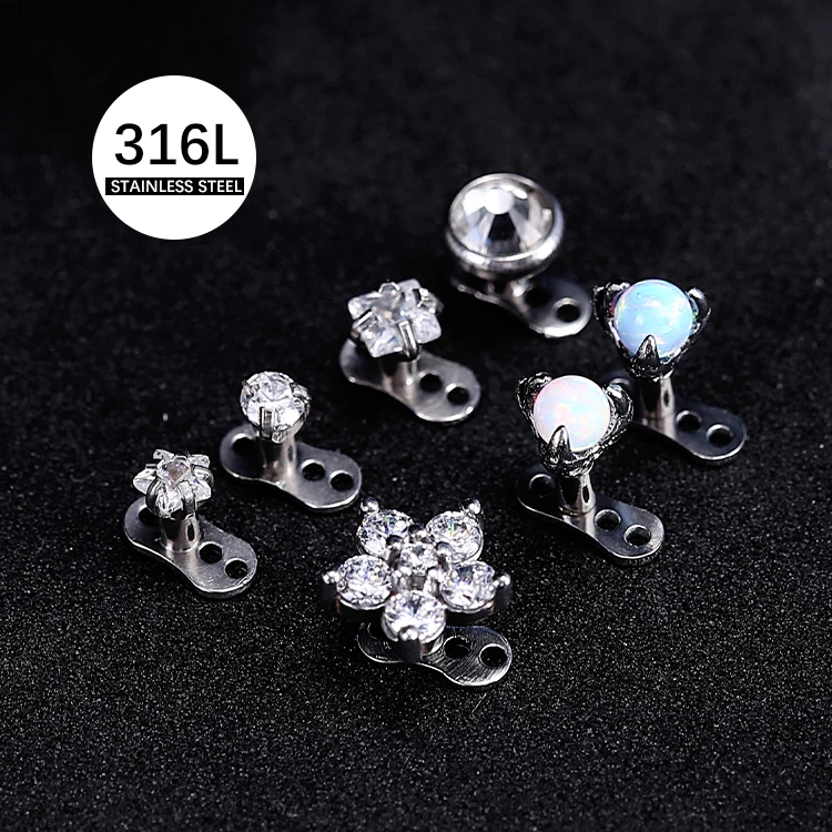 Dermal Anchor Tops and Base 316L Surgical Steel Titanium Internally Threaded Dermal Anchor Piercing Surface Piercing