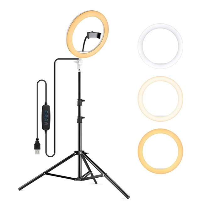
Portable Cell Phone Selfie Ring Shaped 360 Degree Rotation Ring Light Lamp Photographic Fill Light Webcast Fill Light 