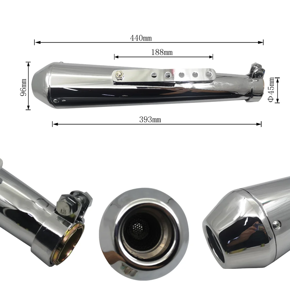 New Universal Vintage Retro Motorcycle Exhaust Muffler Useful Pipe Antiqued Racing Case Silencer