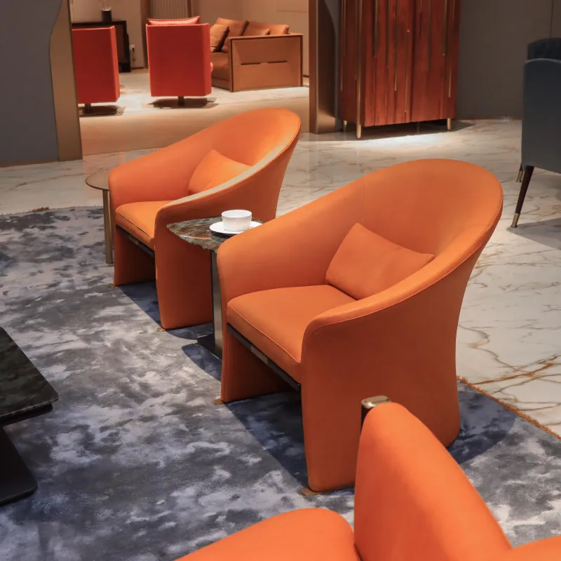 MODENFILI Luxury Modern Design Lounge Chair Elegant Home Furniture with Genuine Leather Comfortable for Living Room Use