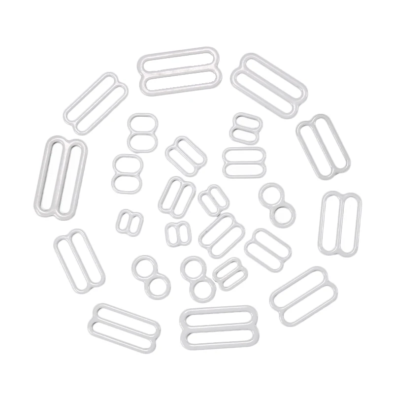 Eco-friendly OEM High Quality Nylon Coated Metal Swimwear Bra Adjuster Clip Rings Sliders Hooks Bra Strap Hooks