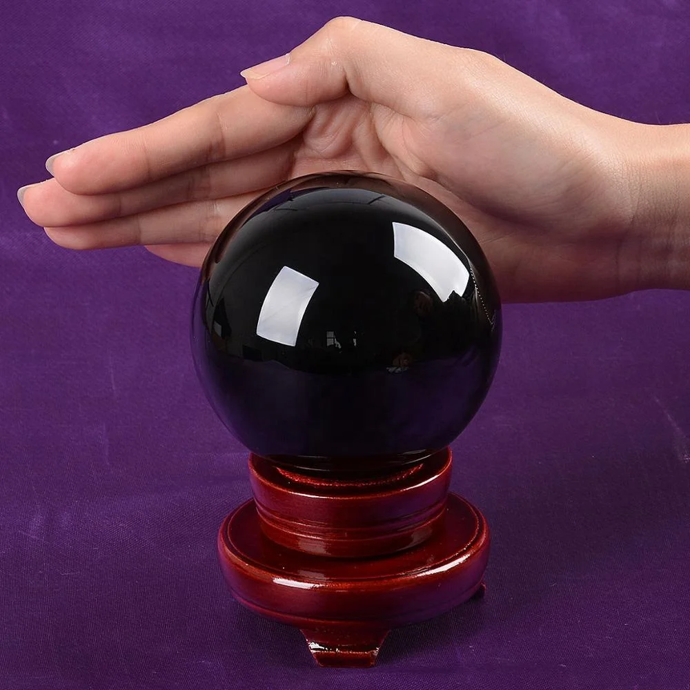 LONGWIN 80mm (3.1 in) Photography Crystal Ball Clear Contact Juggling Ball with Wooden Stand