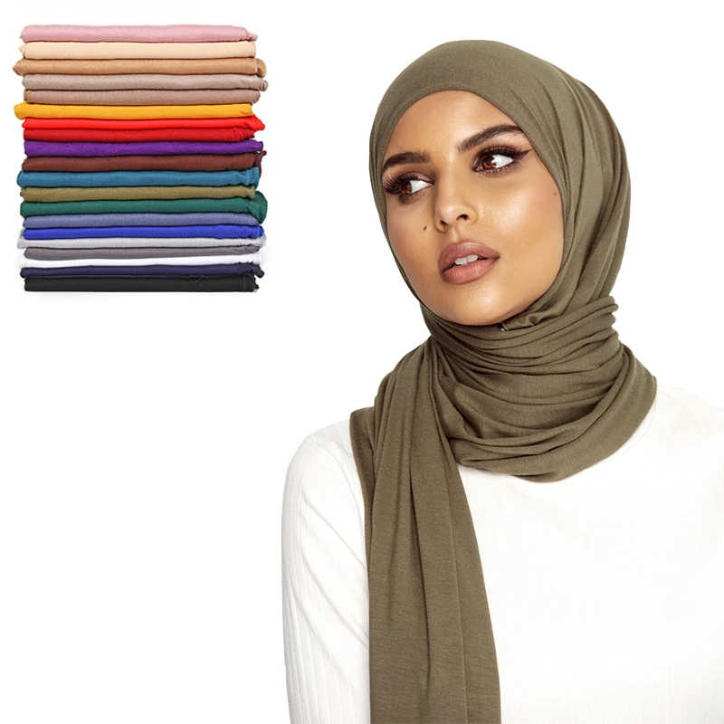 Factory Price stretchy hijab plain head scarves wholesale women jersey hijab