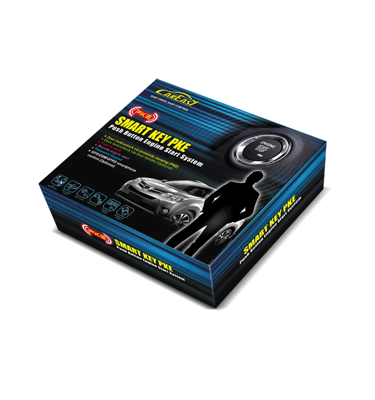 PKE Passive Keyless Entry car alarm push button engine start stop system with programmable remote start engine crank time