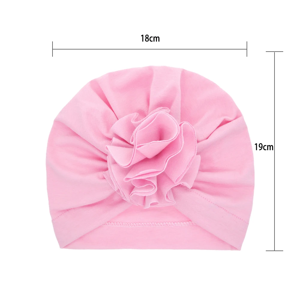 Hot selling olid Nursery Hospital baby turban hat knot hair band big flower baby headband elastic Headwraps for Baby