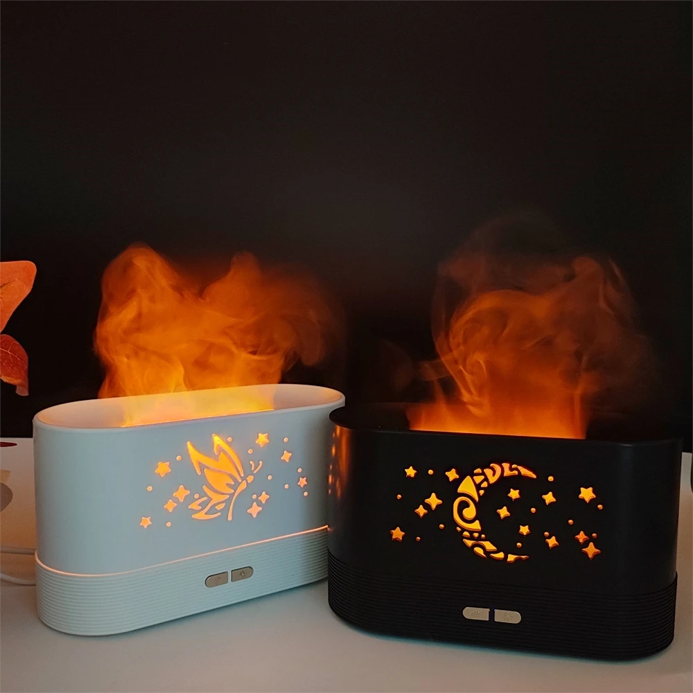 Custom Logo 200Ml Fire Flame Humidifiers Room Home Colorful Led Lamp Mini Usb Flame Aroma Diffuser With Ce Rohs
