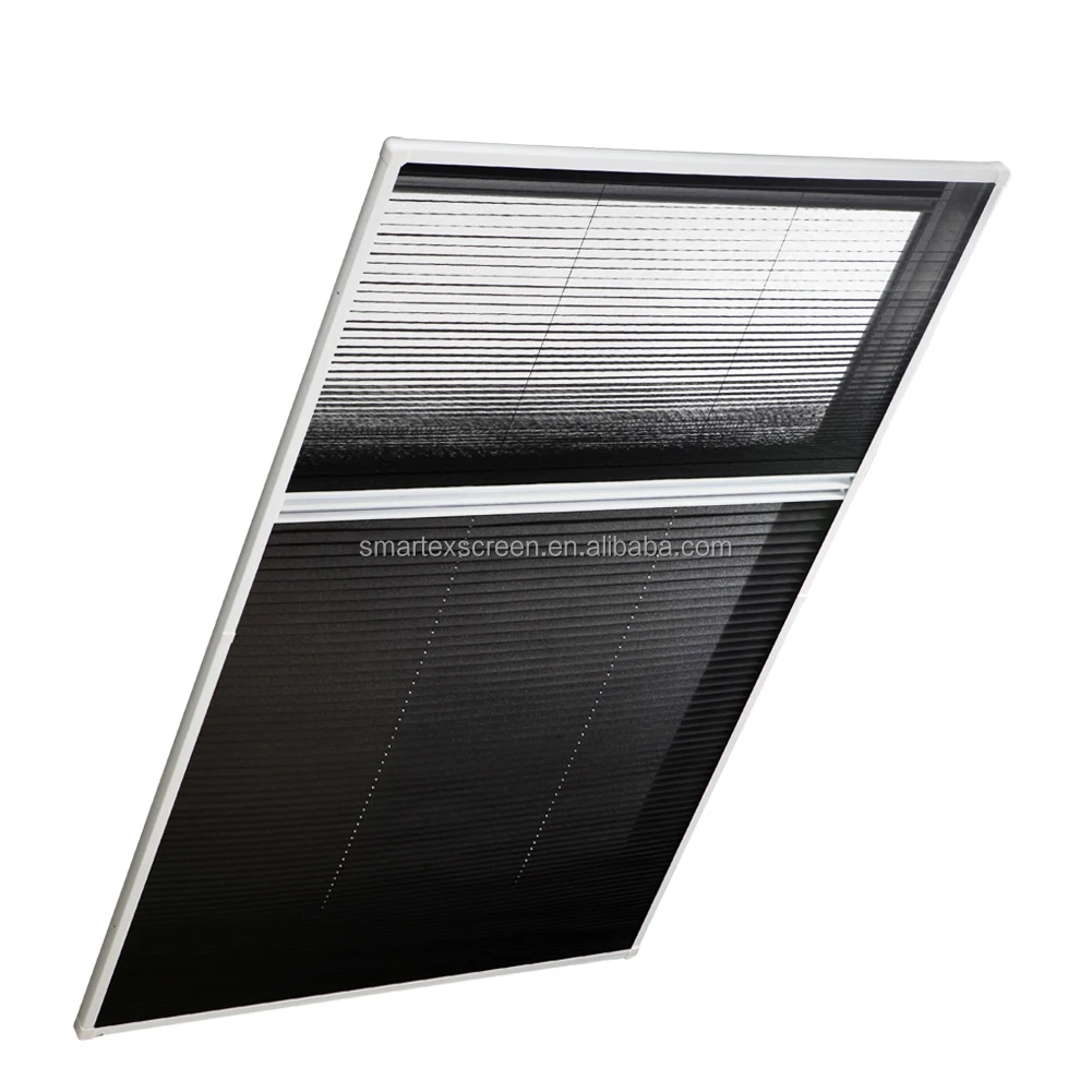 Anti-mosquito polyester pleated folding skylight windows mosquito net window retractable skylight screen window