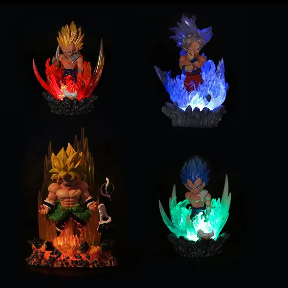 Customized Anime Statues Collectible Figurines luminous Base Goku Vegeta Broly DragonBall Z Action Figure