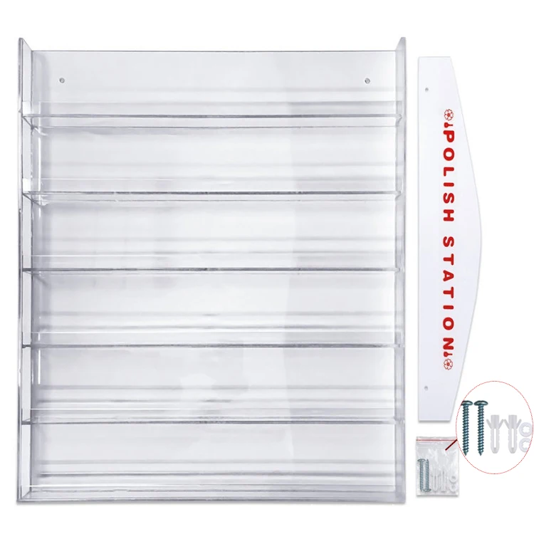 Wholesale Clear Acrylic Nail Polish Rack Transparent Nail Polish Wall Rack Wall Display Shelves Display Racks